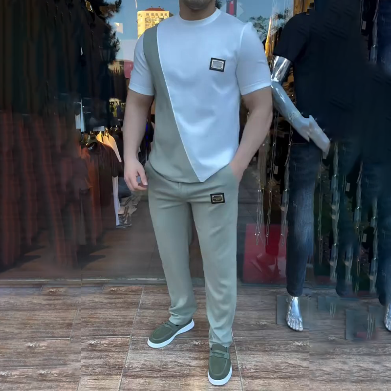 🔥 Trendy tego lata! 💁‍♀️ Męski zestaw składający się z topu i spodni na co dzień