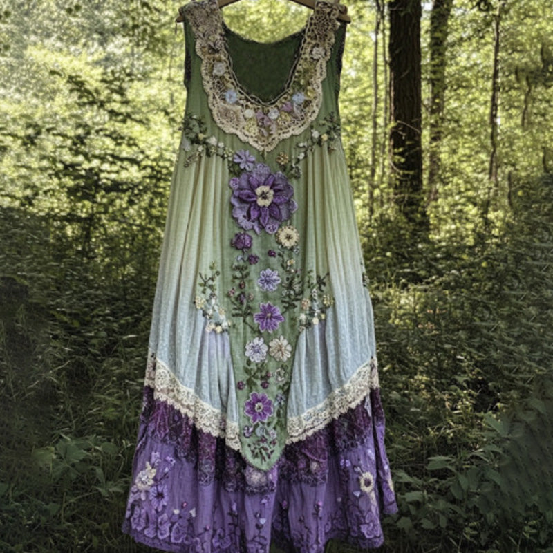 Sukienka midi drukowana w 3D z dekoltem w kształcie litery U i bez rękawów