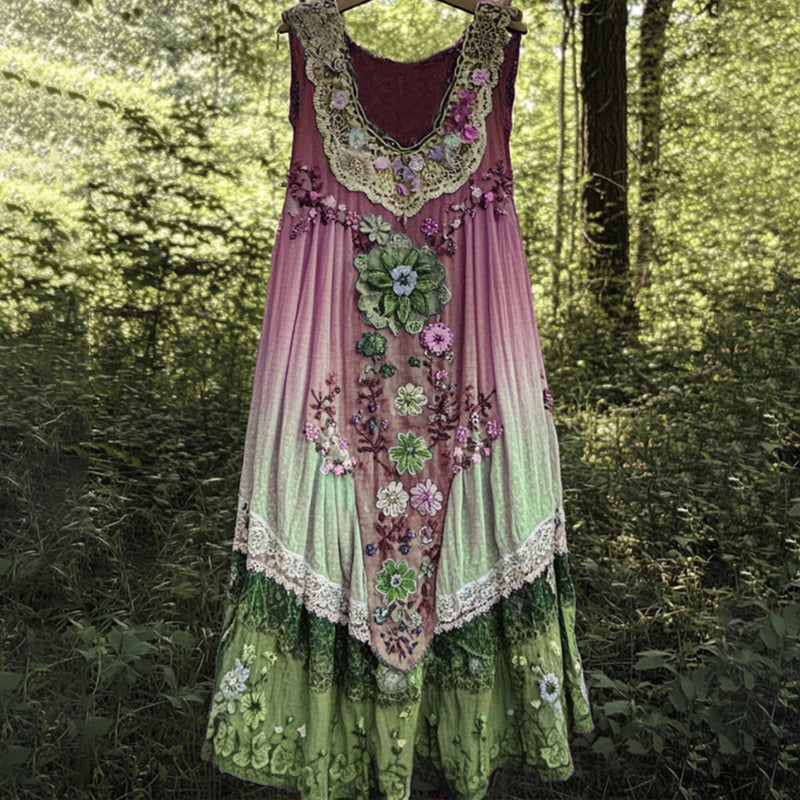 Sukienka midi drukowana w 3D z dekoltem w kształcie litery U i bez rękawów