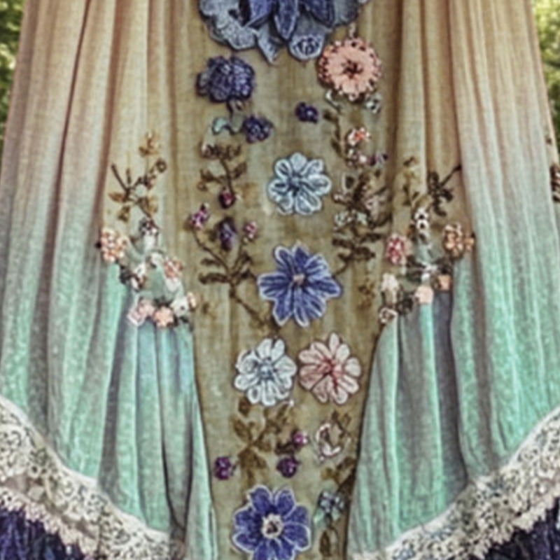 Sukienka midi drukowana w 3D z dekoltem w kształcie litery U i bez rękawów