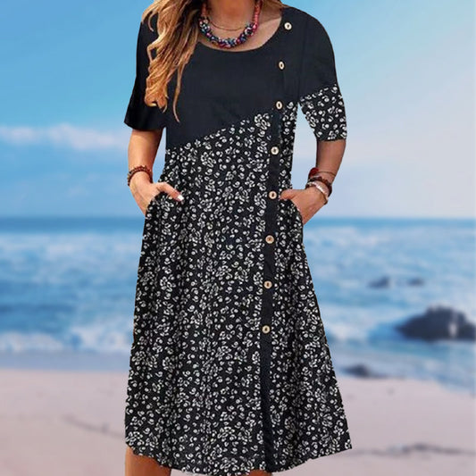 Damskie bawełniane sukienki z nadrukiem w stylu vintage