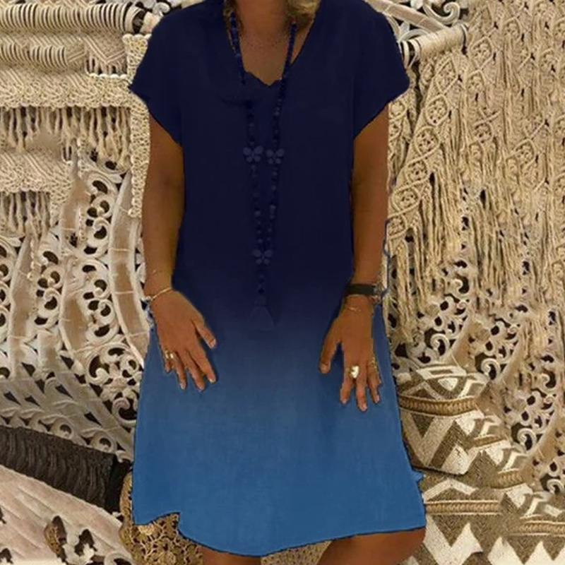 💃Sukienka casualowa z dekoltem w serek i krótkim rękawem w stylu gradientu