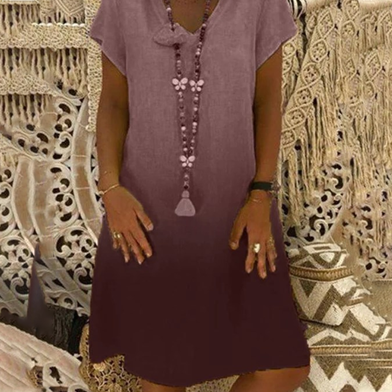 💃Sukienka casualowa z dekoltem w serek i krótkim rękawem w stylu gradientu