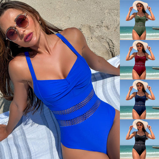 🔥🥰Costum de baie dintr-o singură piesă pentru femei, cu detalii din plasă🌟👙
