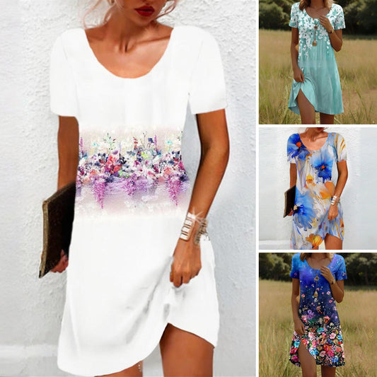 Damska sukienka w kwiaty na co dzień