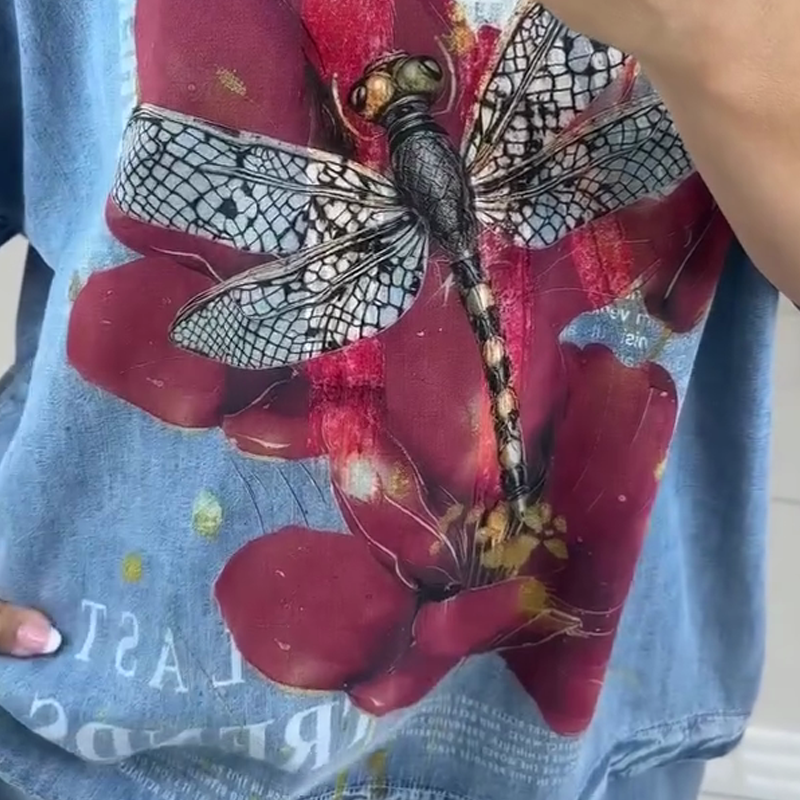 Komplet damski z nadrukiem, top i spodnie