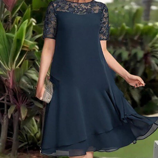 💖 [S-3XL] 👗✨️ Damska sukienka midi z siateczki z warstwami i krojem w kształcie litery A