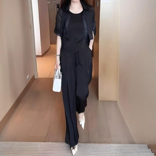 Komplet damski 3-częściowy: koszula, kamizelka i spodnie