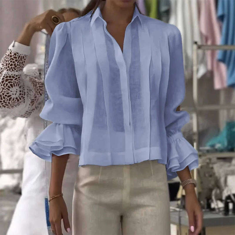 【S-3XL】✨🌼Elegancka koszula z falbankami i plisowanym wzorem