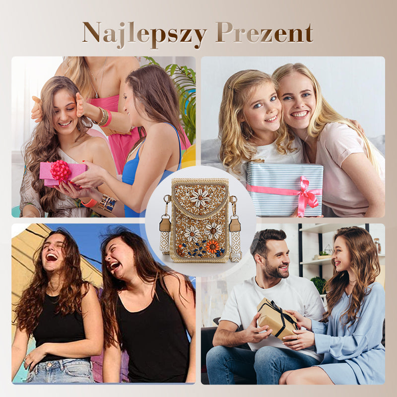 Boho Chic Mała Słomiana Torebka z Koralikami