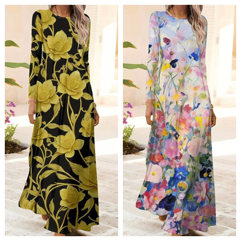 Sukienka damska z długim rękawem i nadrukiem 3D