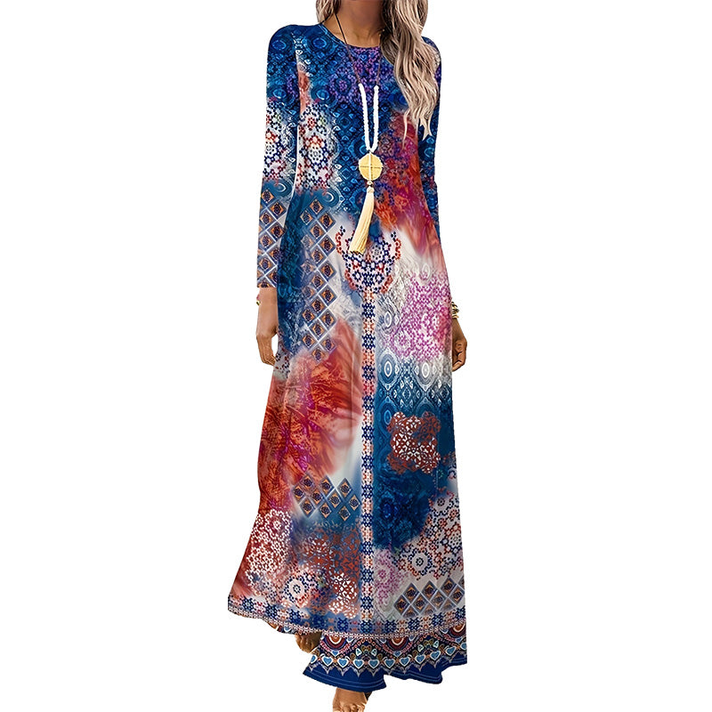 Sukienka damska z długim rękawem i nadrukiem 3D