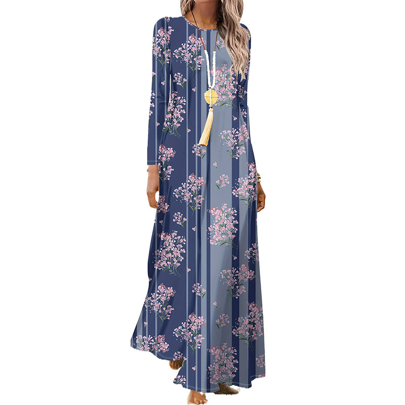 Sukienka damska z długim rękawem i nadrukiem 3D