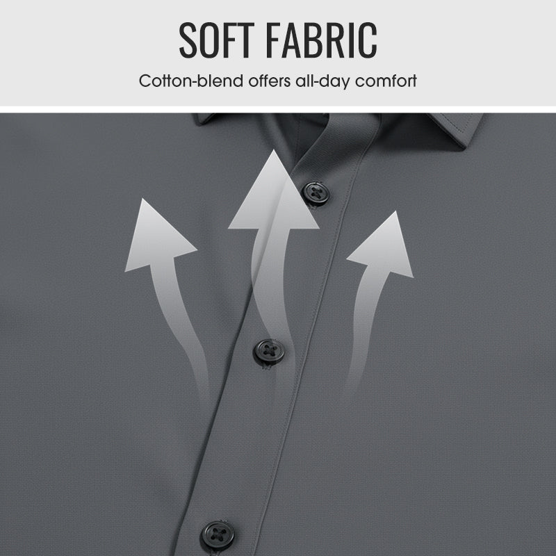 Koszula męska z długim rękawem, gładka - materiał odporny na zagniecenia