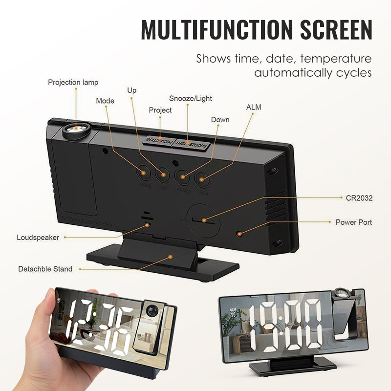 🔥Budzik z lustrzanym wyświetlaczem LED