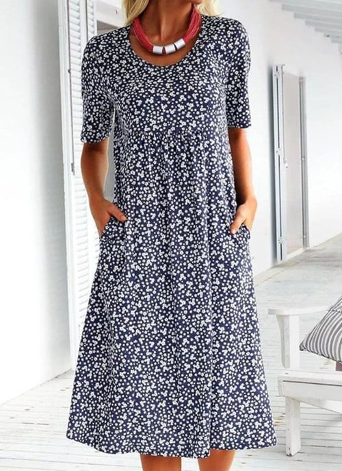 🎁2025 Hot New Year Sale🎁 Rochie casual pentru femei cu decolteu ascuțit (8 culori cu buzunare)