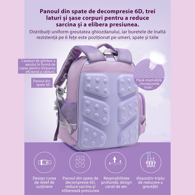 Rucsac pentru copii de mare capacitate pentru protecția coloanei vertebrale și reducerea sarcinii (clasa 1-clasa 6)